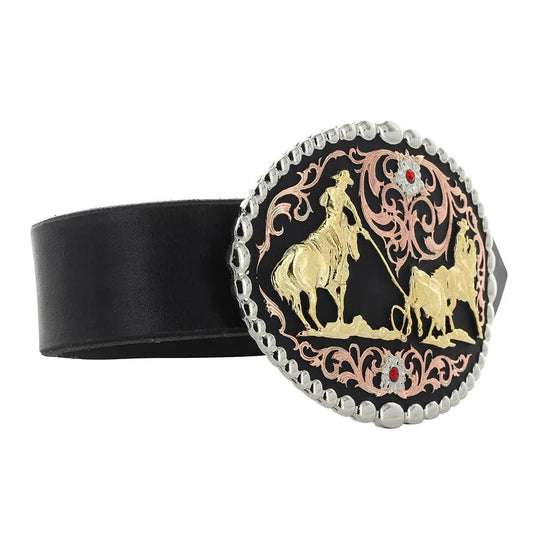 Montana Silversmiths Tri Color Team Roper Attitude Belt Buckle - 60969