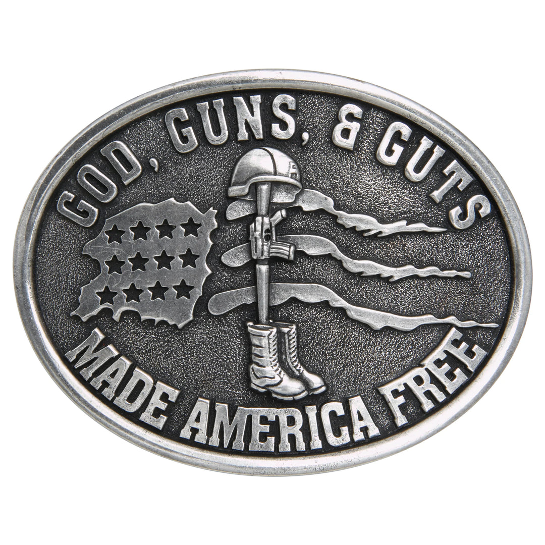 And West God, Guns & Guts Made America Free Buckle - 643-02