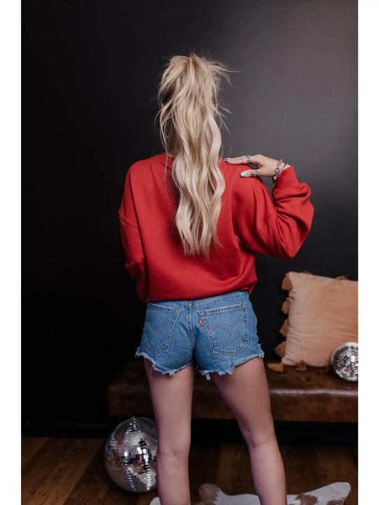 Merigold Kiss Game Day Rope Embroidery Crop Sweatshirt - MK548