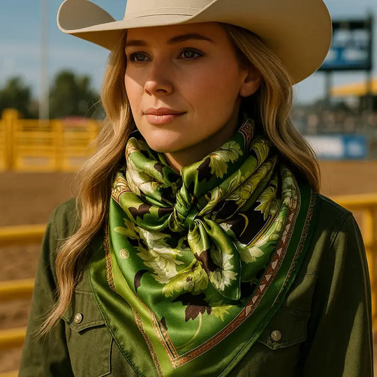 Rodeo Drive Green Floral Paisley Wild Rag - WR174
