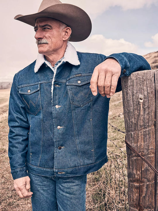 Men's Wrangler Western Sherpa Lined Denim Jacket - 74255PW
