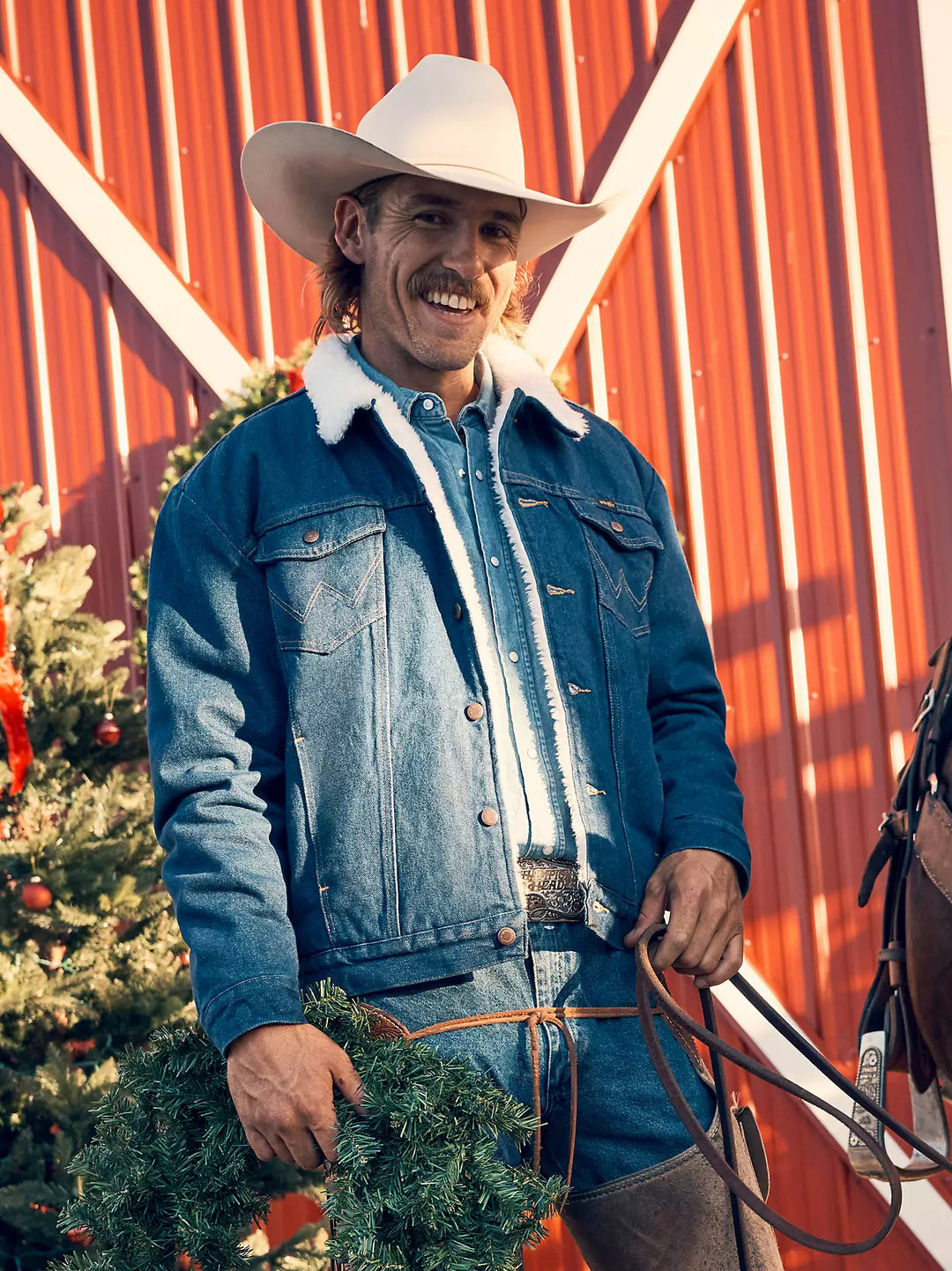 Men's Wrangler Western Sherpa Lined Denim Jacket - 74255PW