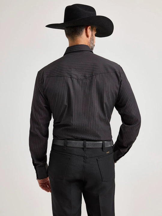 Wrangler Long Sleeve Western Snap Dobby Stripe Shirt - 75214BK