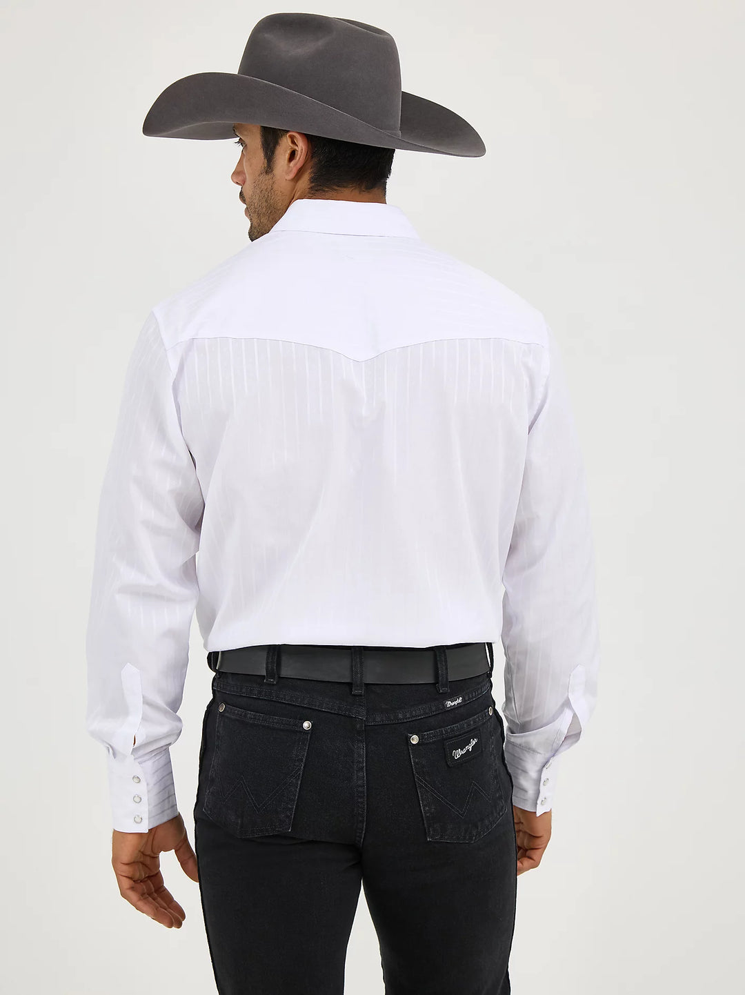 Wrangler® Western Long Sleeve Western Snap Dobby Stripe Shirt - 75221WH