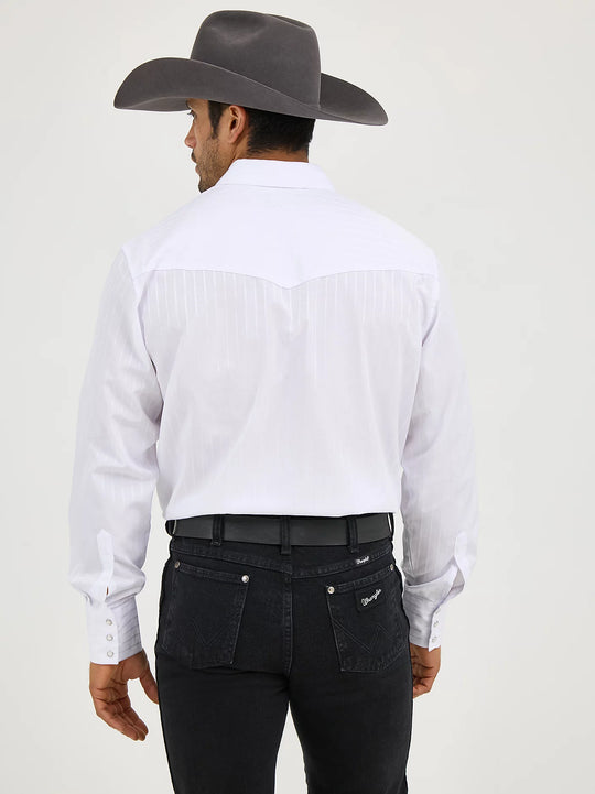 Wrangler® Western Long Sleeve Western Snap Dobby Stripe Shirt - 75221WH