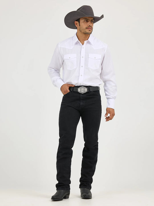 Wrangler® Western Long Sleeve Western Snap Dobby Stripe Shirt - 75221WH