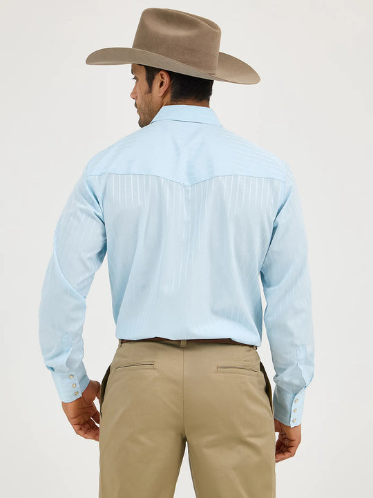 Men's Wrangler Long Sleeve Western Snap Dobby Stripe Shirt - 75222BL