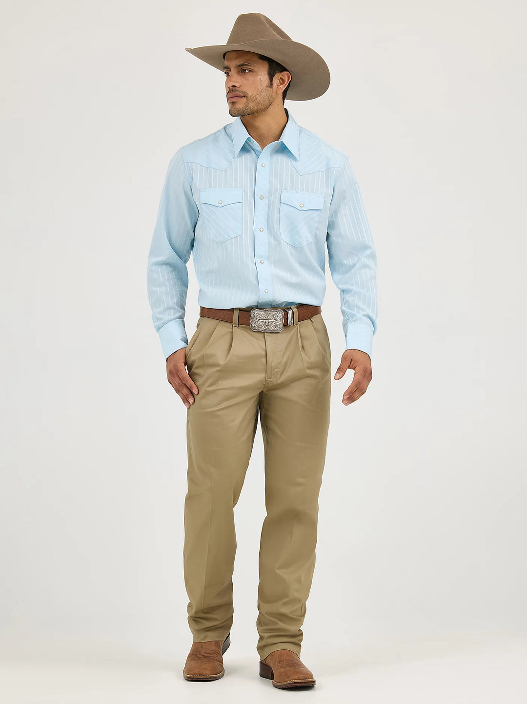 Men's Wrangler Long Sleeve Western Snap Dobby Stripe Shirt - 75222BL