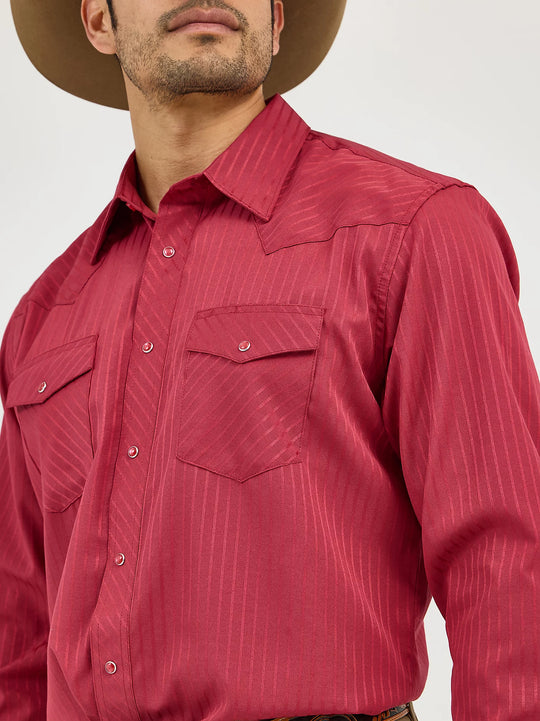 Men's Wrangler Long Sleeve Western Snap Dobby Stripe Shirt - 75740WN