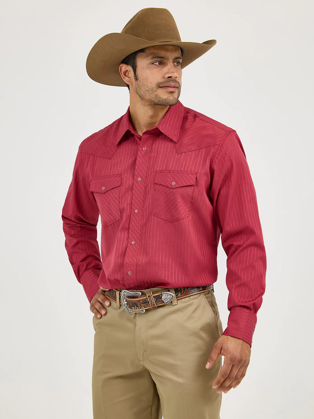 Men's Wrangler Long Sleeve Western Snap Dobby Stripe Shirt - 75740WN