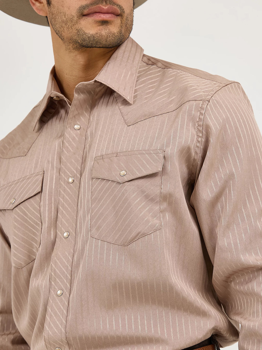 Men's Wrangler Western Snap Dobby Stripe Shirt - 75742TN