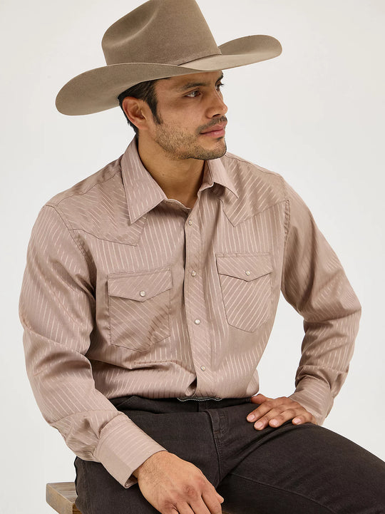 Men's Wrangler Western Snap Dobby Stripe Shirt - 75742TN