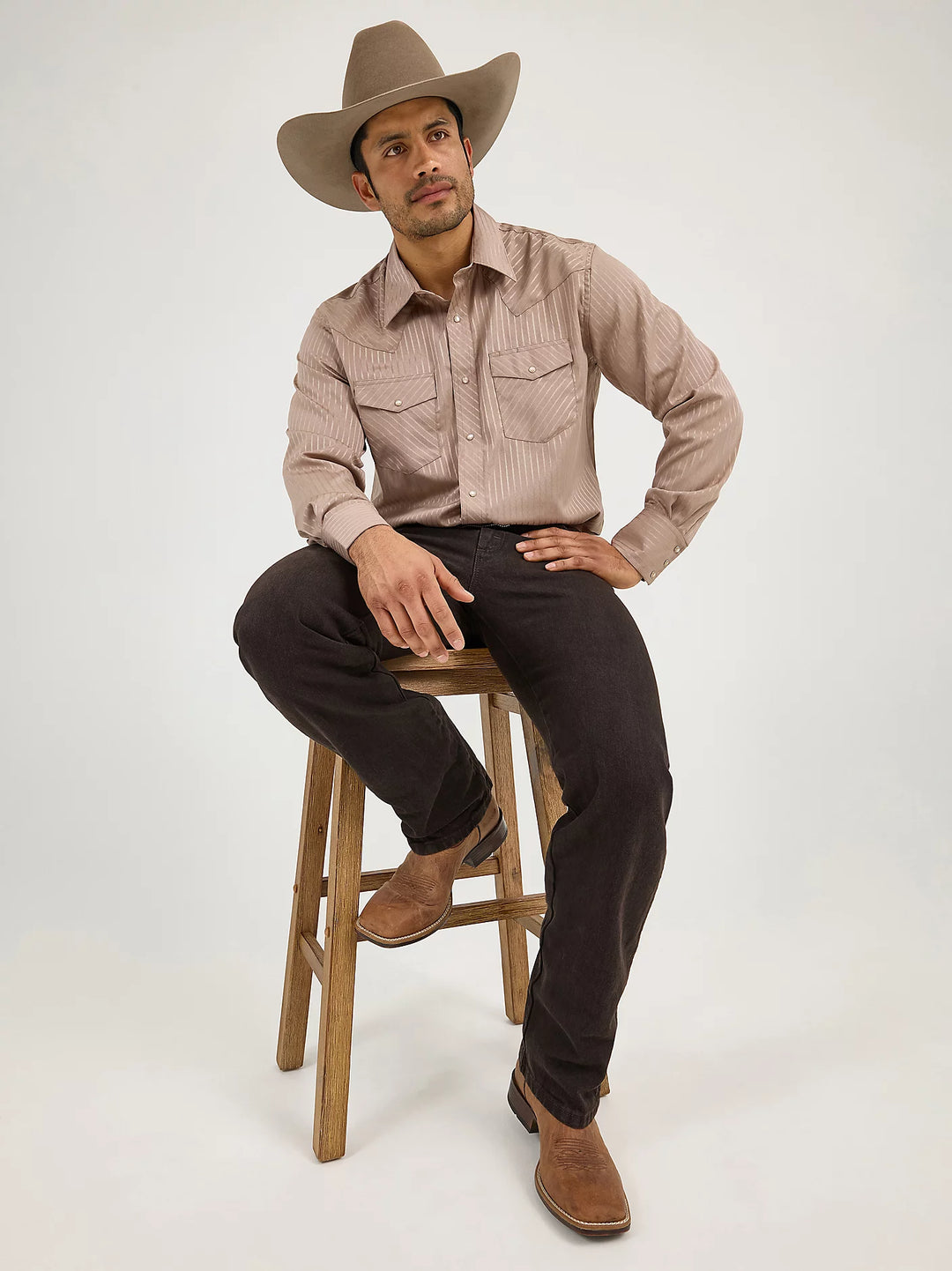 Men's Wrangler Western Snap Dobby Stripe Shirt - 75742TN