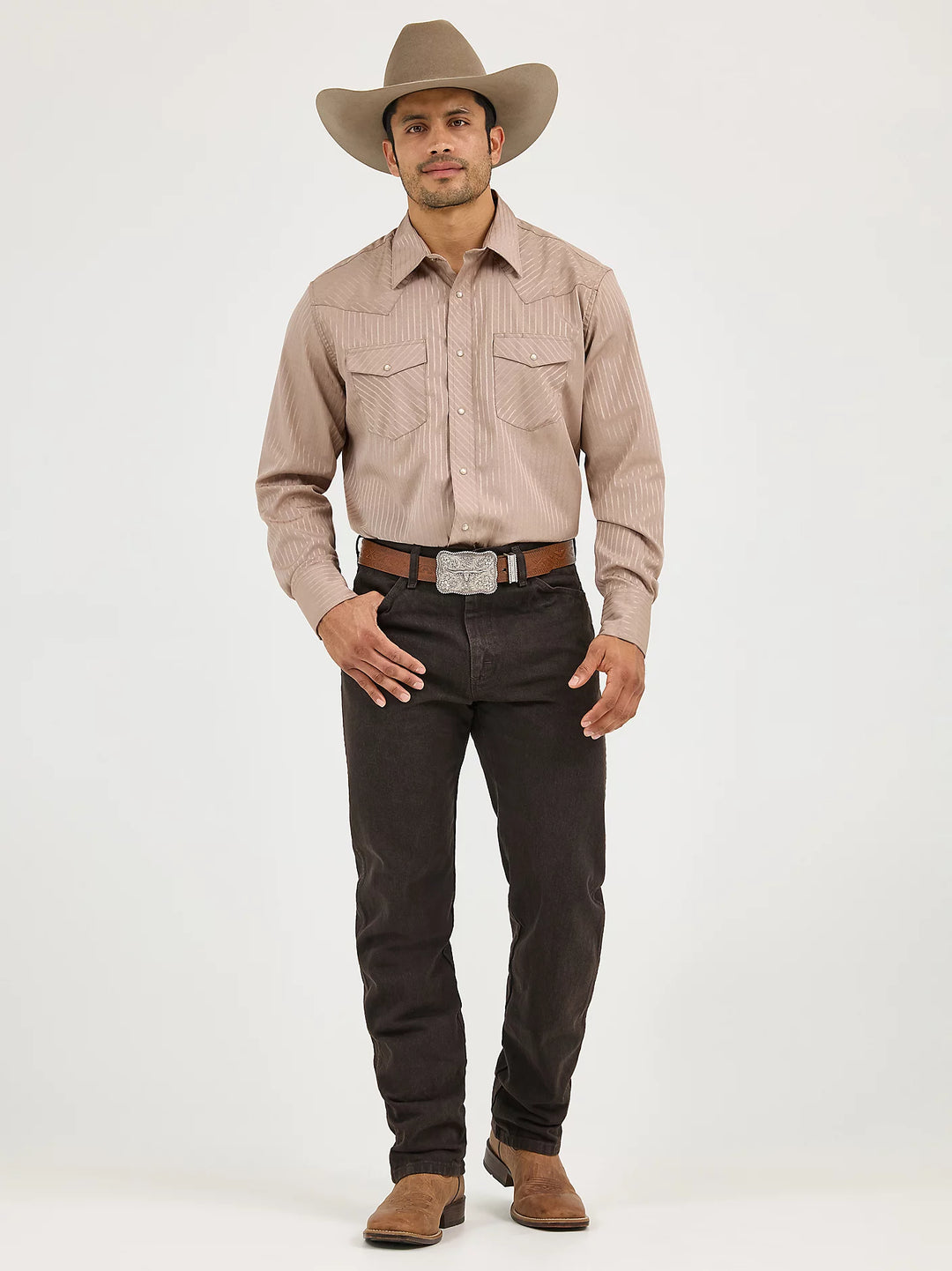 Men's Wrangler Western Snap Dobby Stripe Shirt - 75742TN