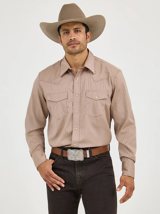 Men's Wrangler Western Snap Dobby Stripe Shirt - 75742TN