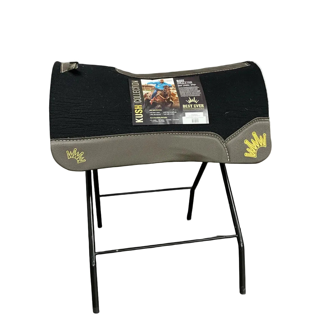 Best Ever Pads The Kush Wool Crown Embroidered Saddle Pad - Black - 32"x32" 3/4"