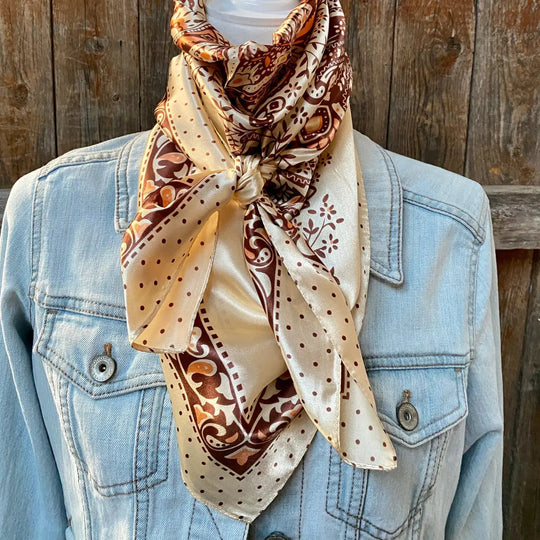 Rodeo Drive Tan/Brown Polka Dot & Paisley Wild Rag/Scarf - WR445