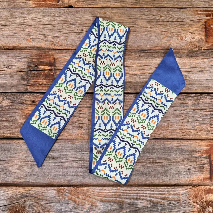 Rodeo Drive Blue & Green Western Skinny Mini Wild Rag Cowgirl Necktie - TW122