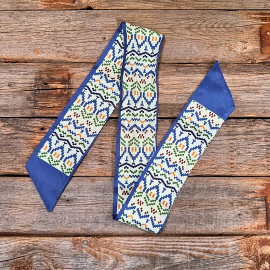 Rodeo Drive Blue & Green Western Skinny Mini Wild Rag Cowgirl Necktie - TW122