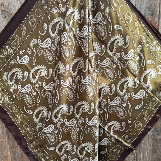 Rodeo Drive Sage and Brown Floral Paisley Wild Rag / Scarf - WR3385