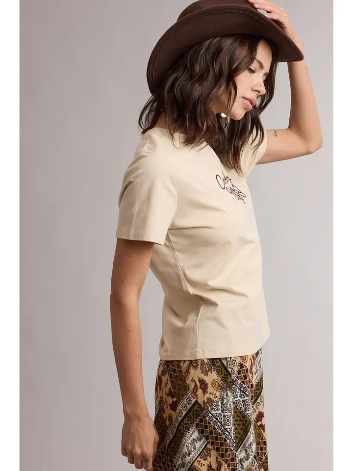 Ladies WishList Cowboy Hat Rope Tee - WL26-13479