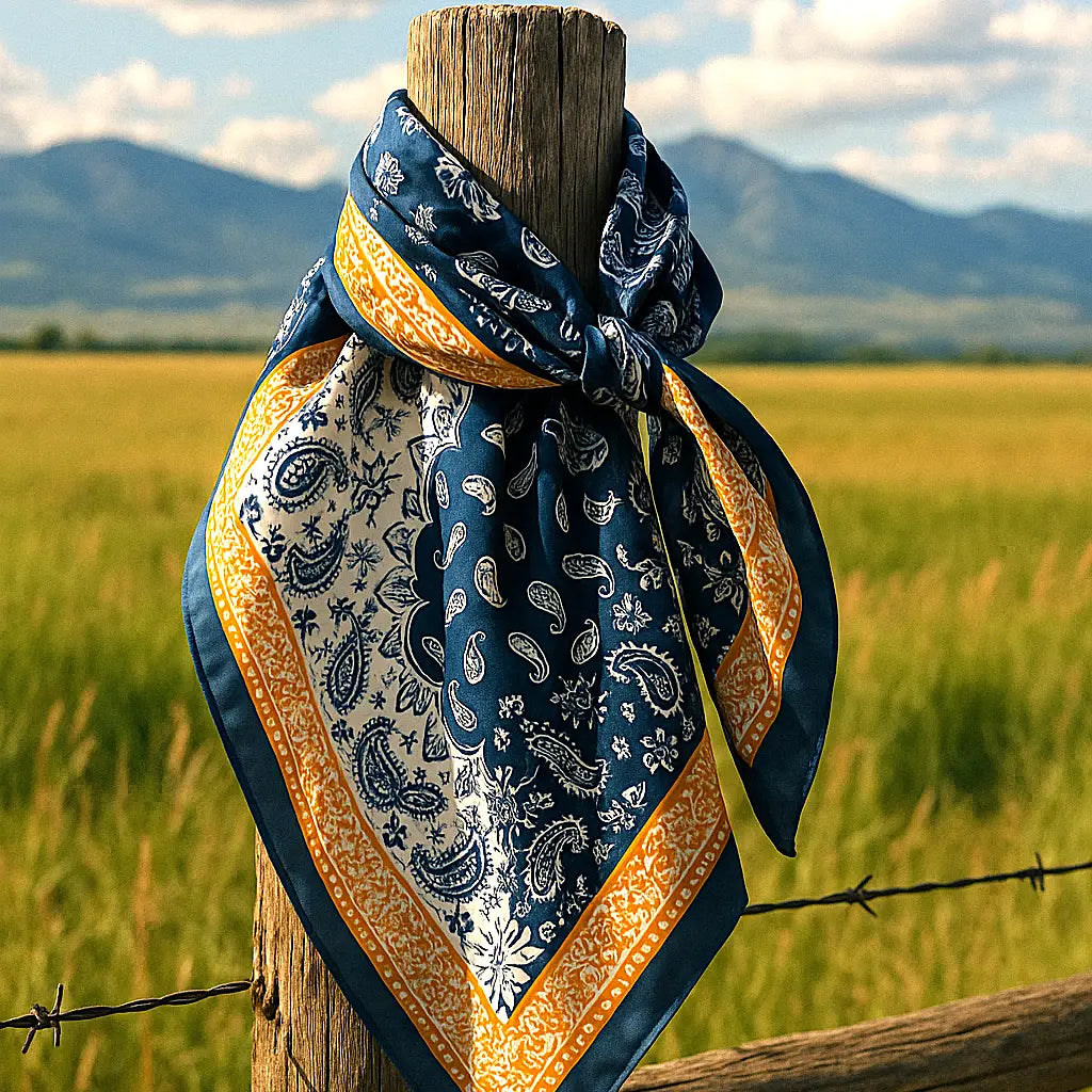 Rodeo Drive Blue Two-Toned Paisley Wild Rag/Scarf - WR3300