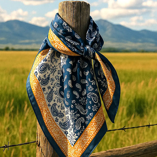 Rodeo Drive Blue Two-Toned Paisley Wild Rag/Scarf - WR3300