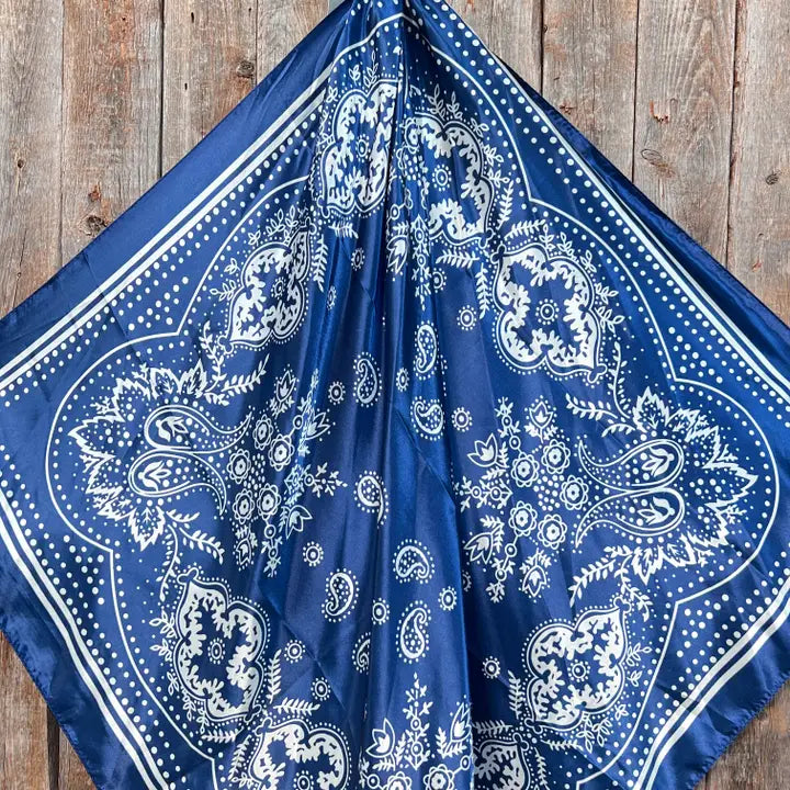 Rodeo Drive Blue Floral Paisley Wild Rag - WR3382