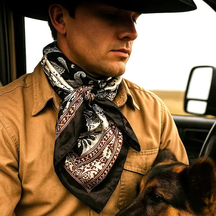 Rodeo Drive Two Tone Black Paisley Wild Rag / Scarf - WR2559