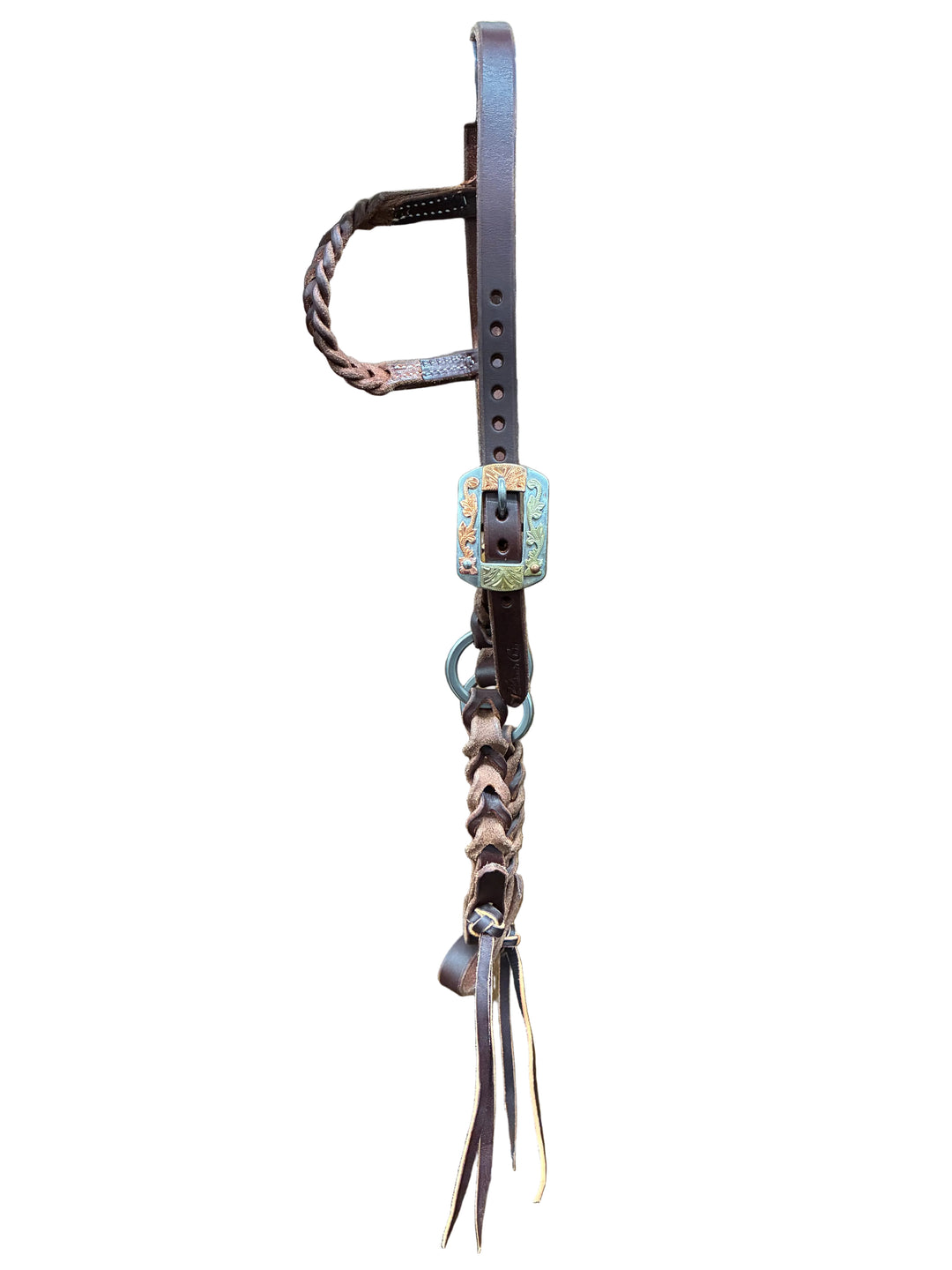 Professional's Choice One Ear Bleeding Heart Headstall with Gold and Copper Buckle - 5/8"