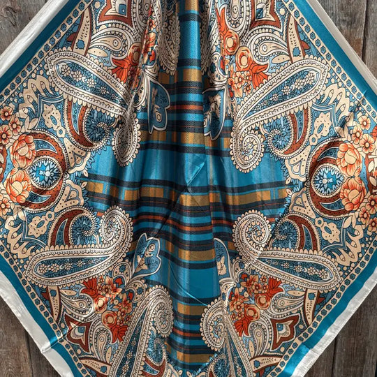 Rodeo Drive Teal & Cream Paisley Wild Rag - WR910