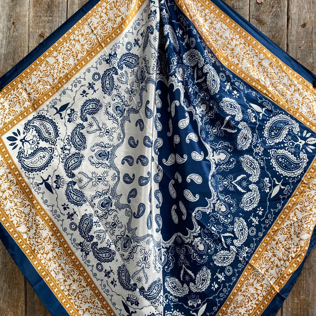 Rodeo Drive Blue Two-Toned Paisley Wild Rag/Scarf - WR3300