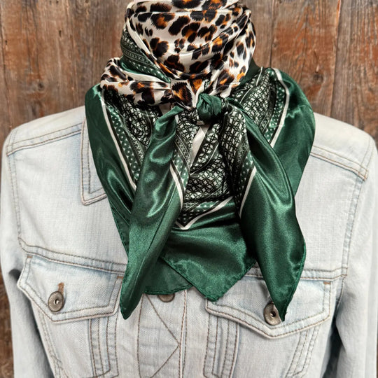 Rodeo Drive Green Animal Print Wild Rag / Scarf - WR3387