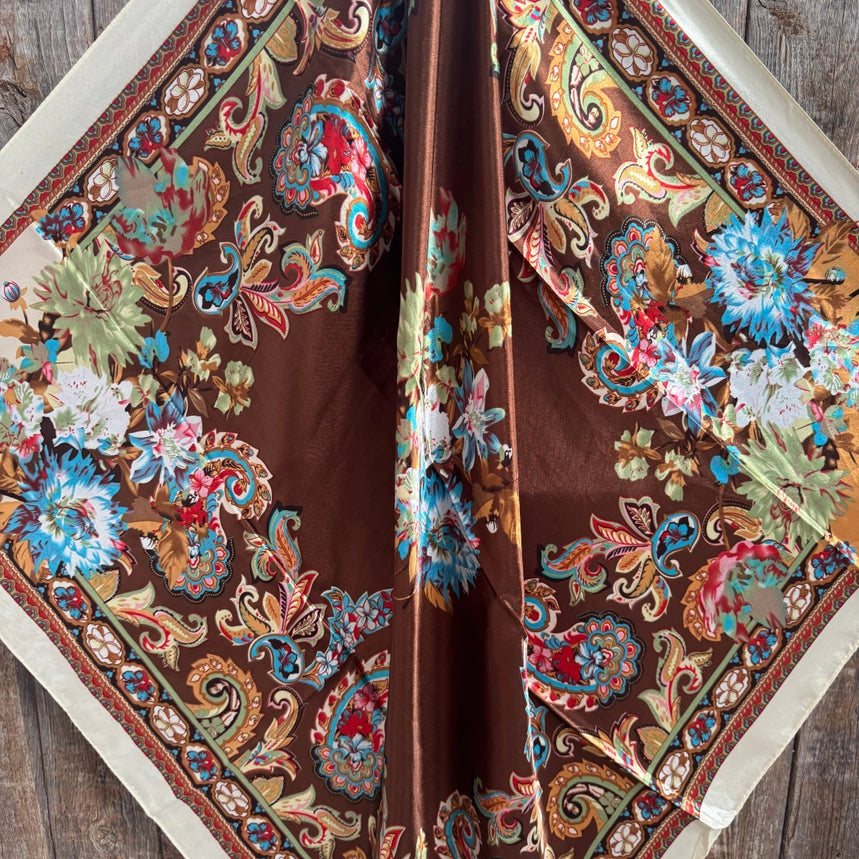 Rodeo Drive Brown & Cream Floral Wild Rag - WR1010