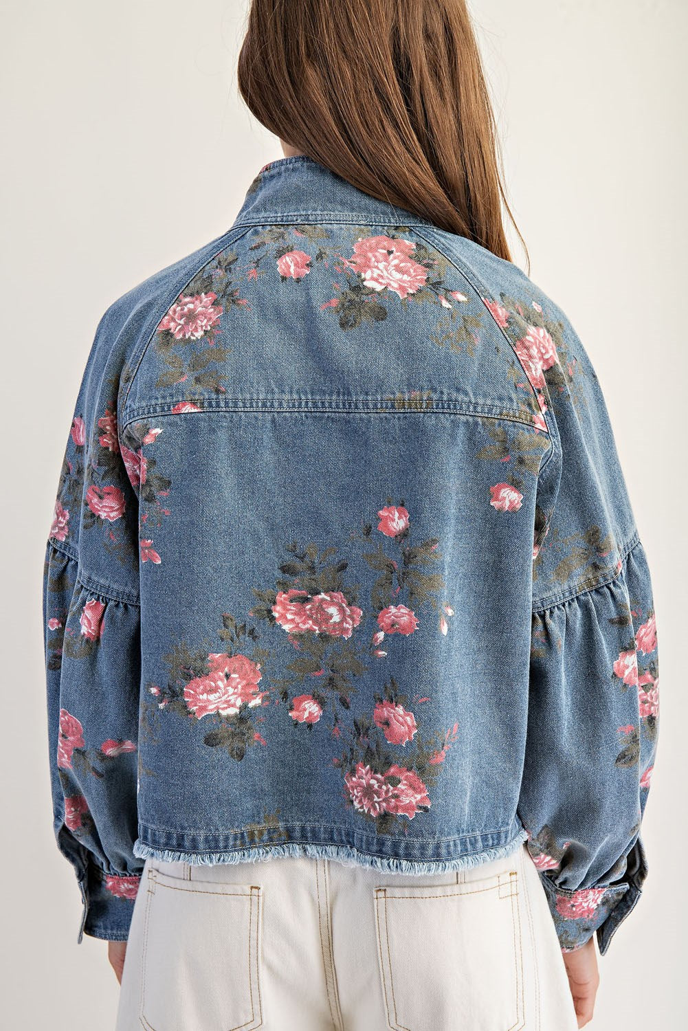 Ladies EESOME Mineral Washed Floral Printed Jacket - JH15157