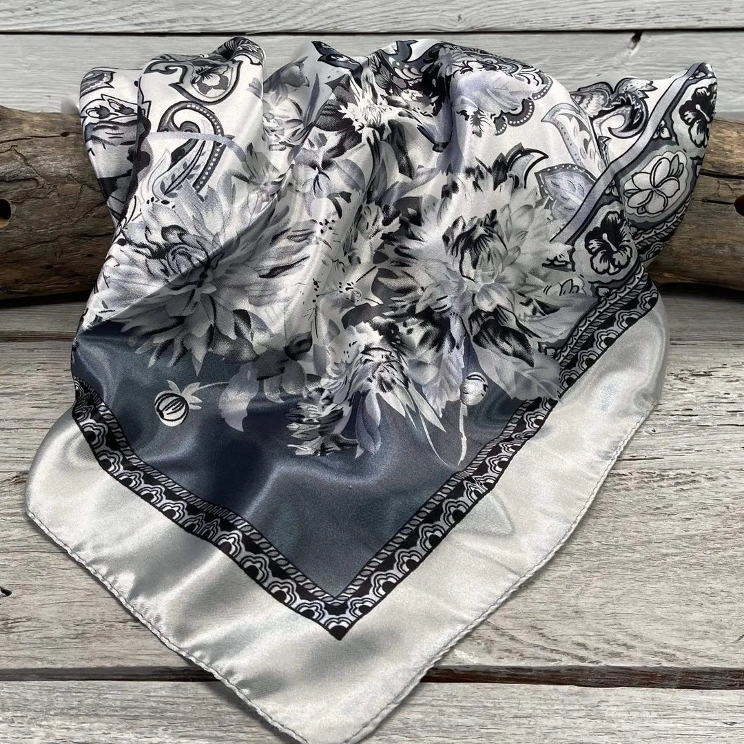 Rodeo Drive Silver & White Paisley Wild Rag/Scarf - WR172