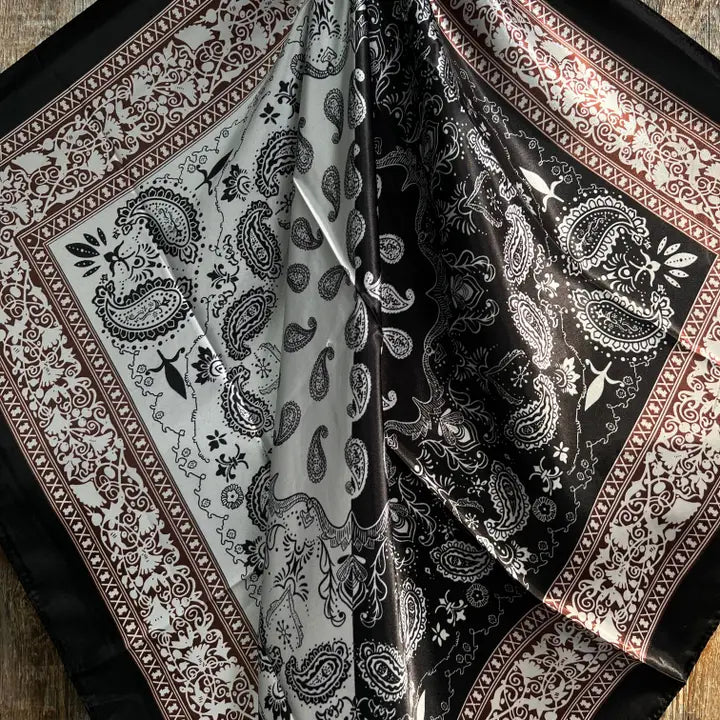 Rodeo Drive Two Tone Black Paisley Wild Rag - WR2559