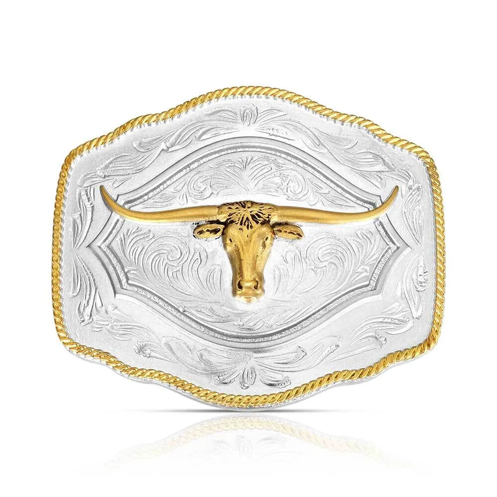 Montana Silversmiths On the Range Longhorn Buckle - A1079P