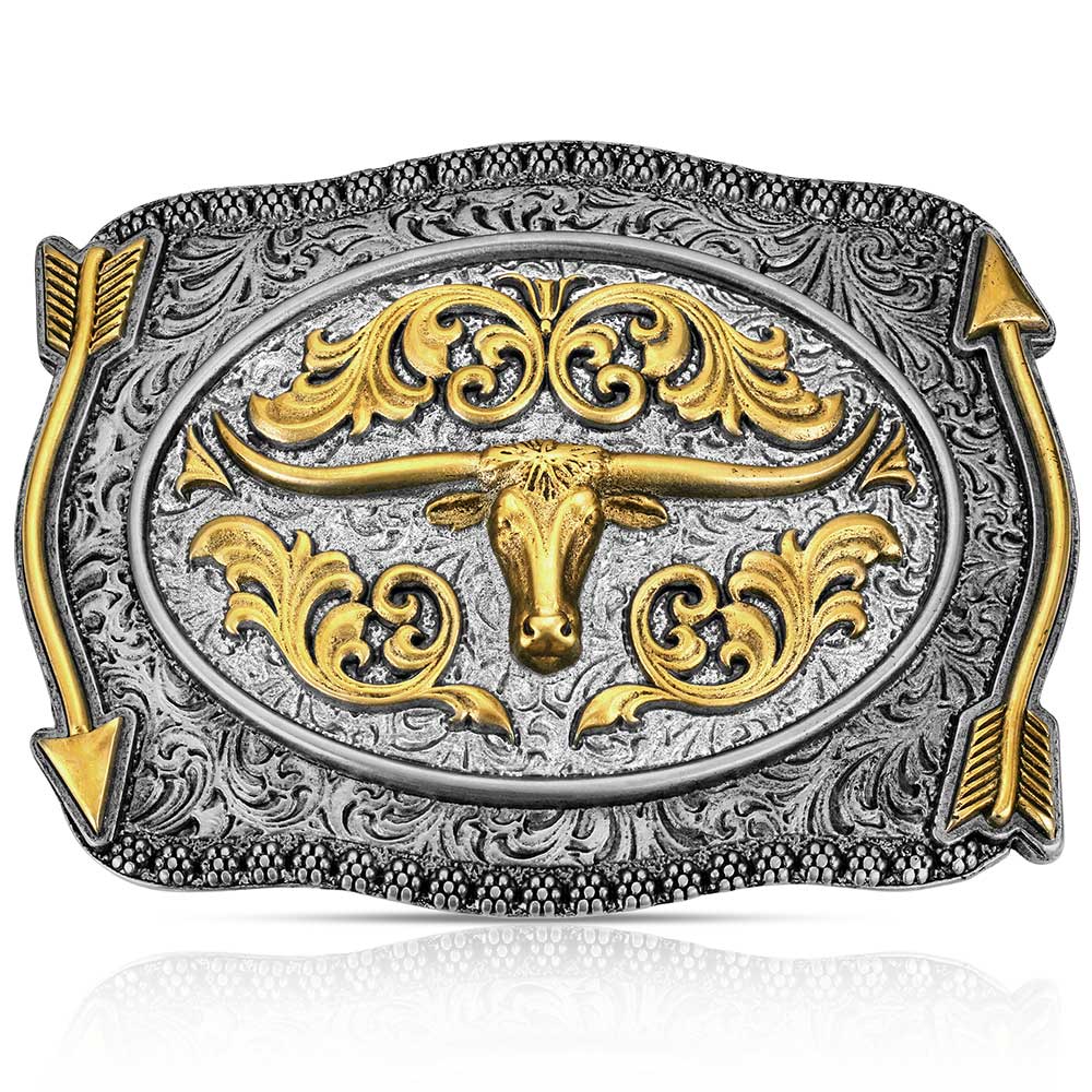 Montana Silversmiths Pointing West Longhorn Buckle - A1099P
