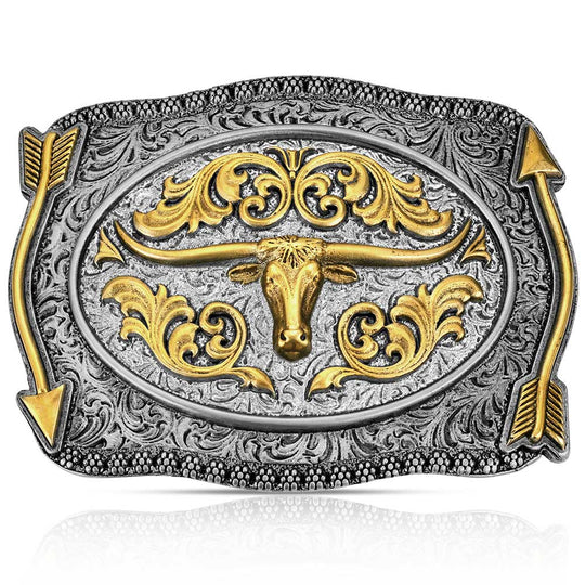 Montana Silversmiths Pointing West Longhorn Buckle - A1099P