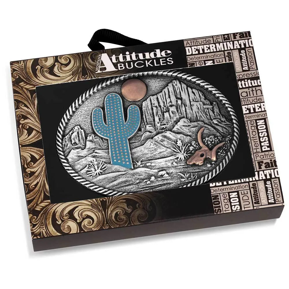 Montana Silversmiths Desert Moon Cactus Attitude Buckle - A825