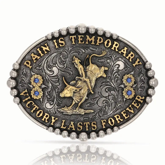 Montana Silversmiths Pain Is Temporary Bull Riding Attitude Buckle - A829