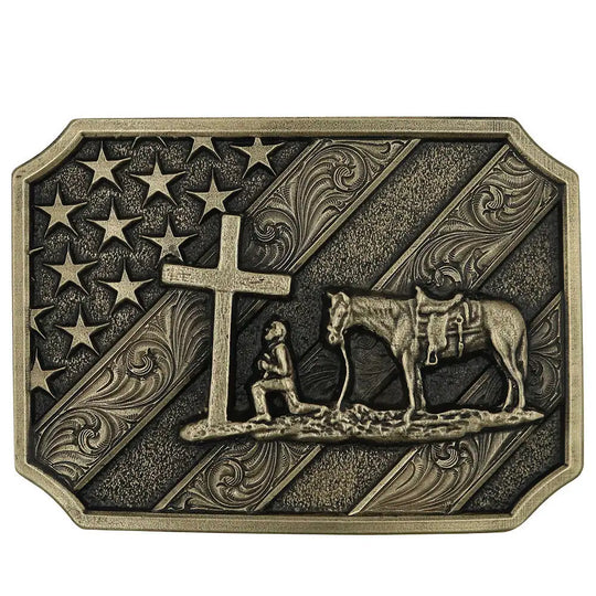 Montana Silversmiths Patriot Christian Cowboy Attitude Buckle - A864C