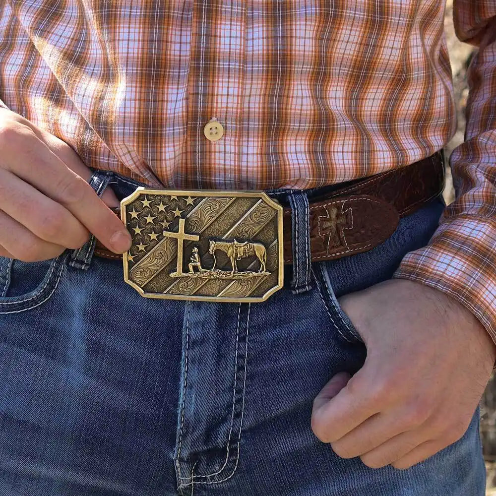 Montana Silversmiths Patriot Christian Cowboy Attitude Buckle - A864C