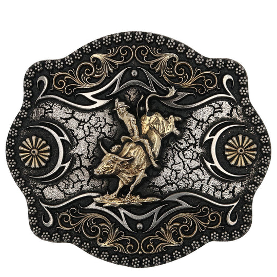 Montana Silversmiths A-Blaze Filigree Framed Bull Rider Attitude Belt Buckle - A886
