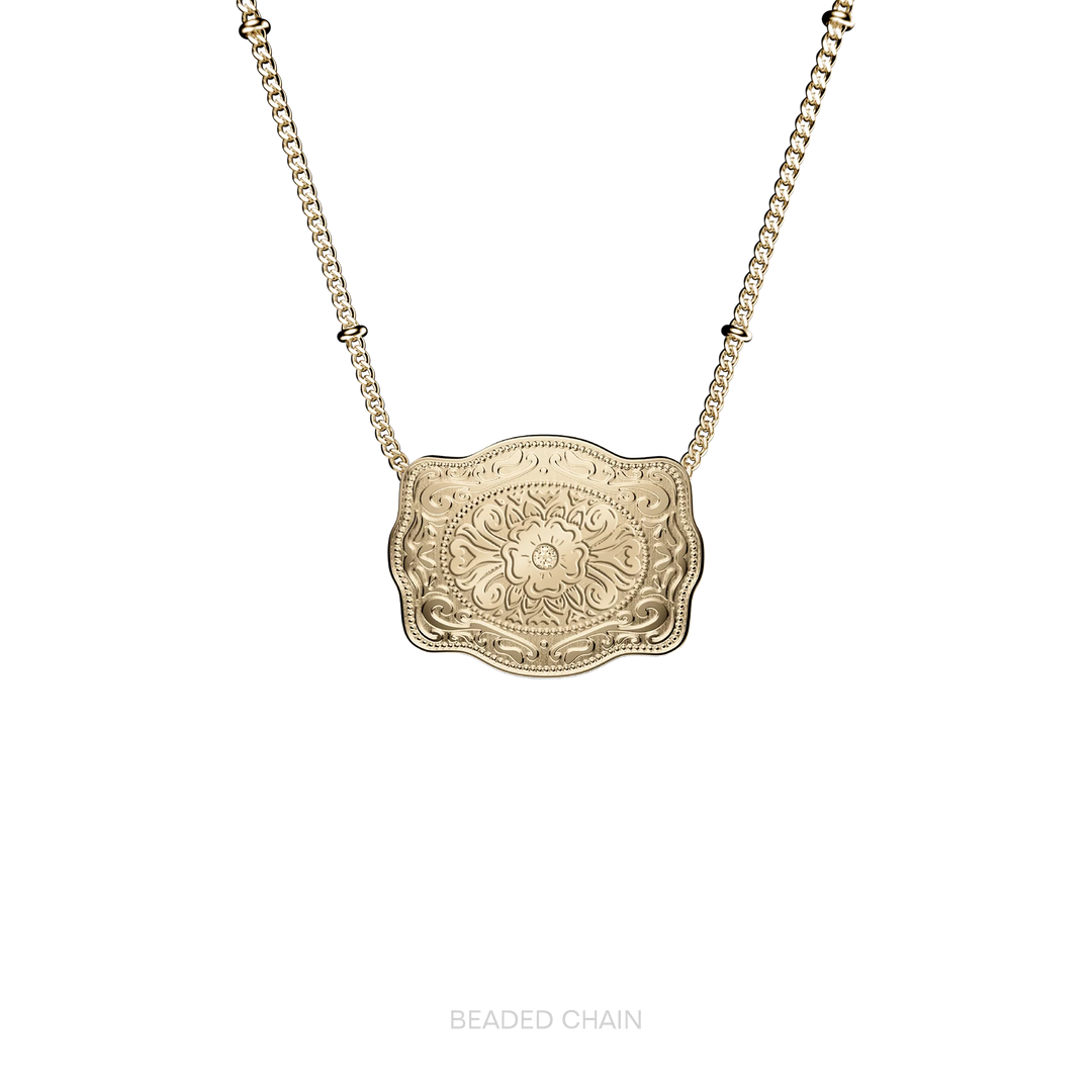 SpurWest Trading Co. Mini Belt Buckle Amelia Rose Necklace - Gold