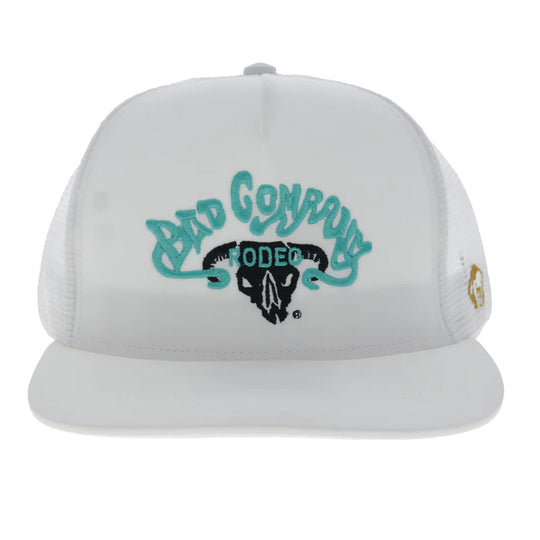 Hooey Bad Company Hat White w/Blue & Black Logo - BC004T-WH