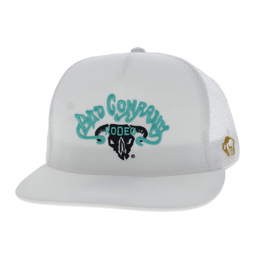 Hooey Bad Company Hat White w/Blue & Black Logo - BC004T-WH