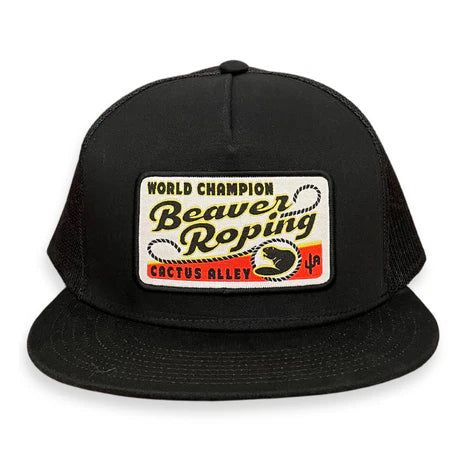 Cactus Alley Black Beaver Roping Snapback Cap - P155