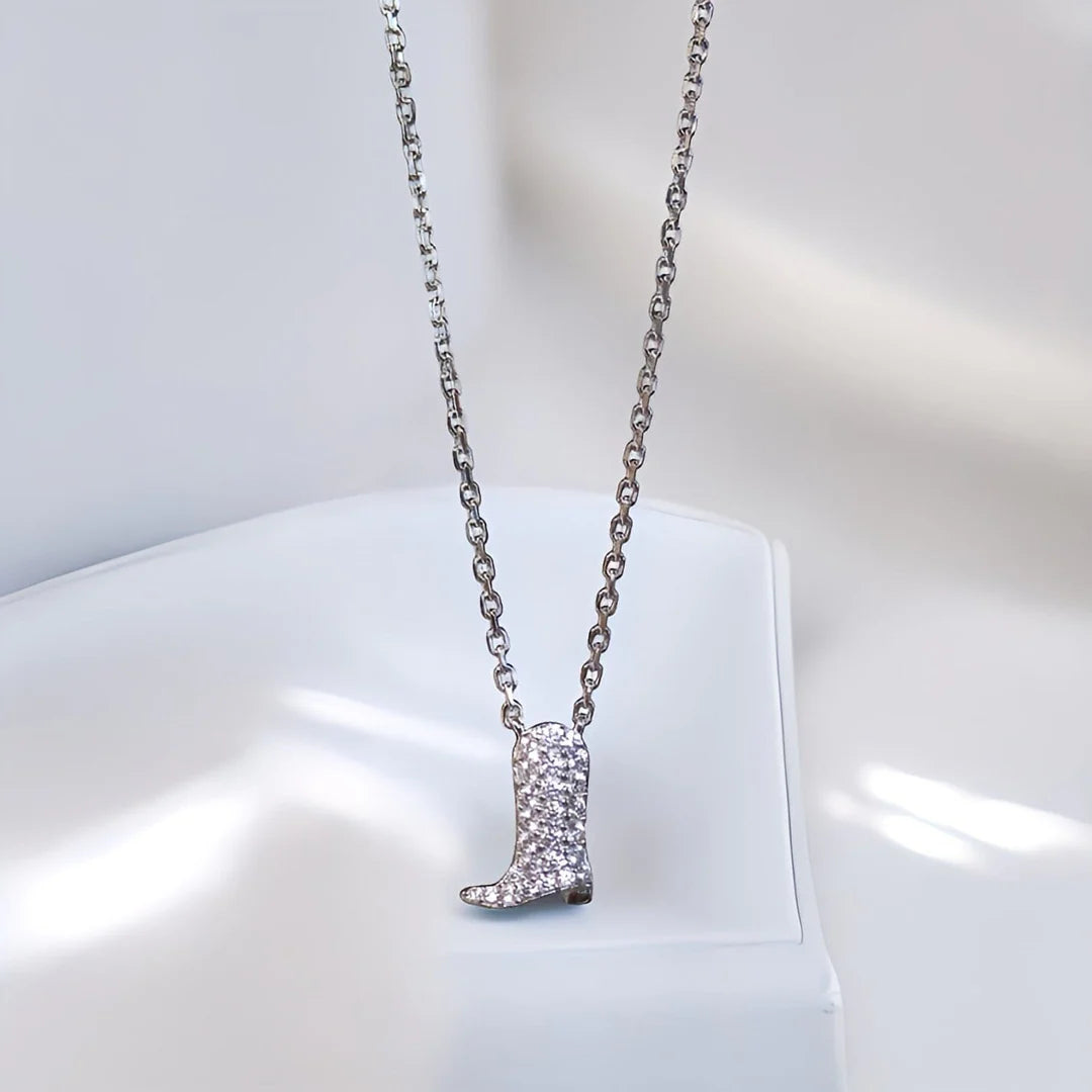 Sugar Bean Jewelry Cowboy Boot Diamond Necklace - White Gold